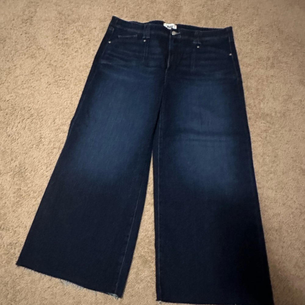 PAIGE Dark Indigo Wide-Leg Jeans